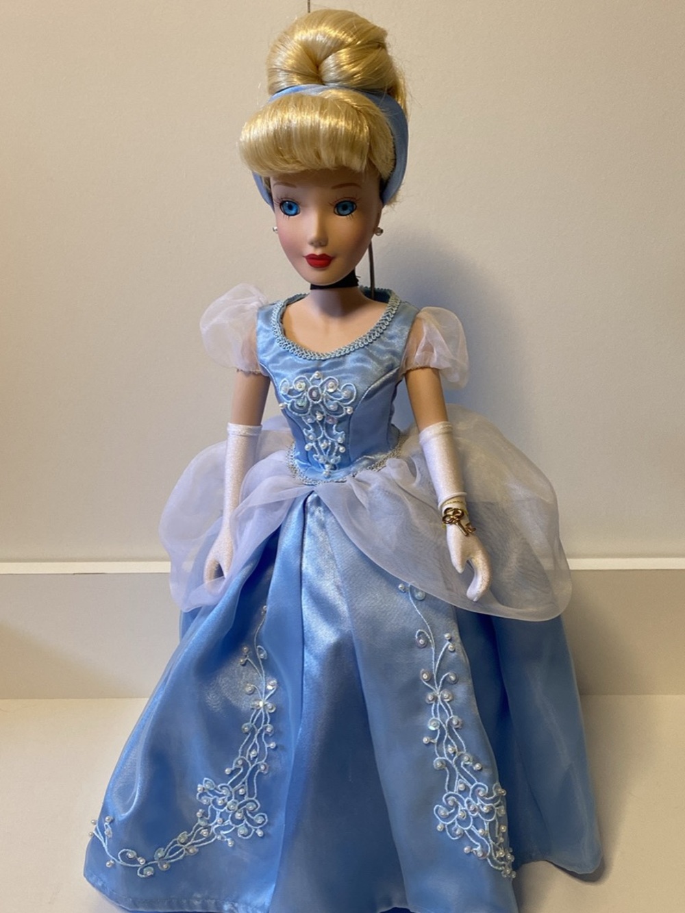 Disney Cinderella Porcelain Doll in Light Blue and White Dress